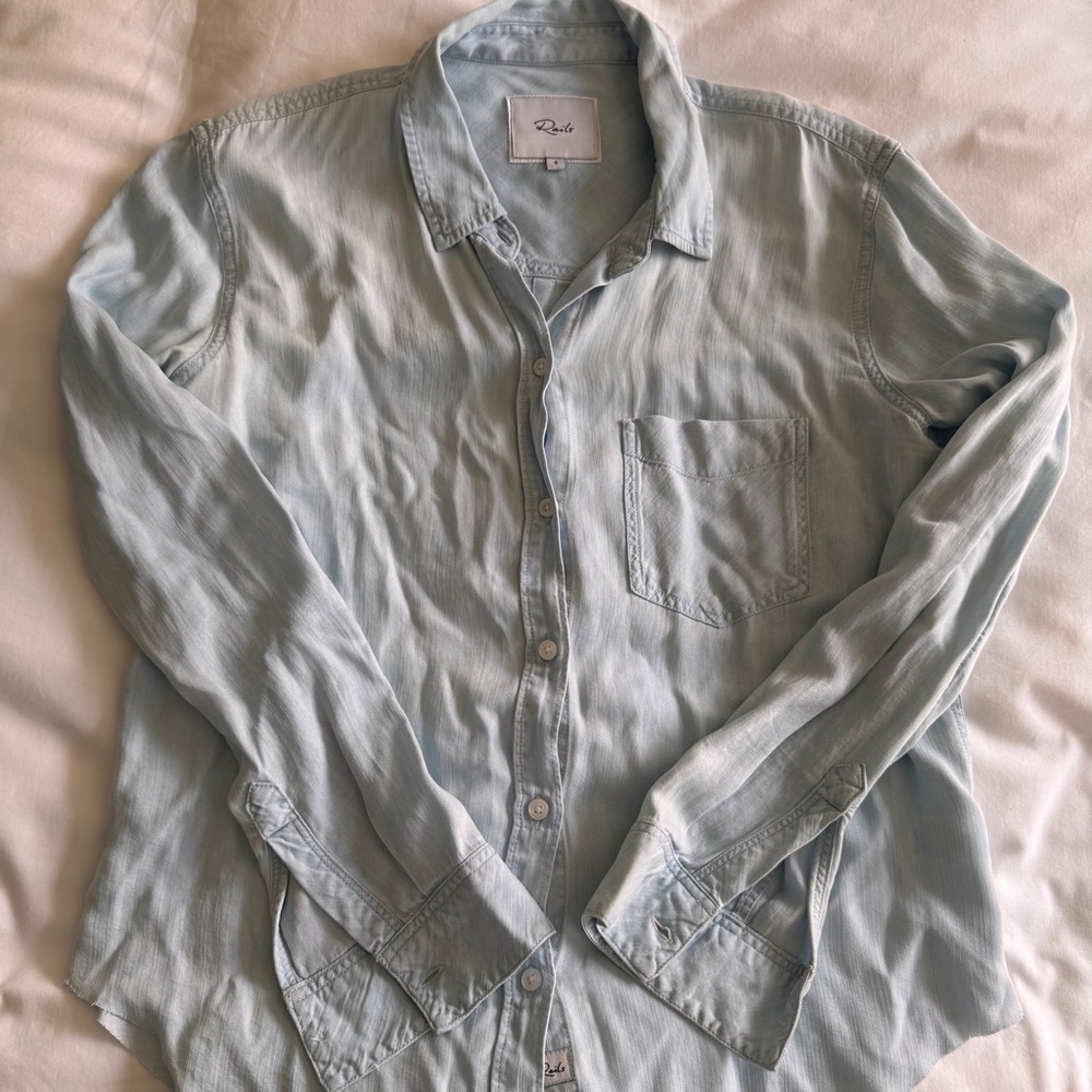 Rails Pale Blue denim Casual Button-Down Shirt